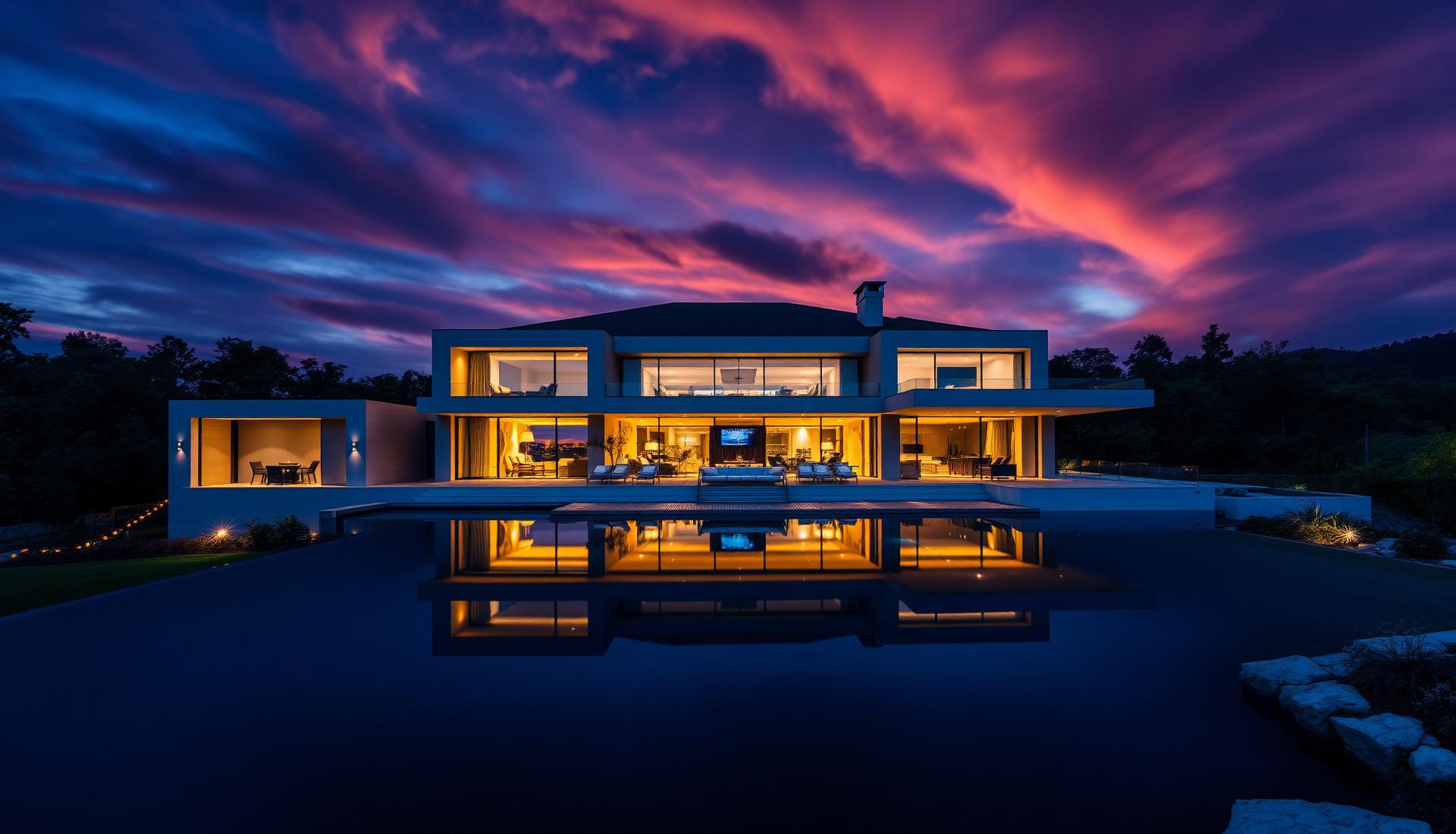Dwelline villa at twilight